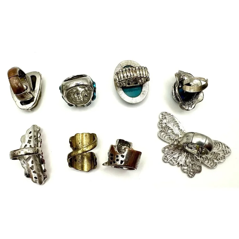 Ring Lot Fashion Butterfly Rhinestones Costume Stretch Adjustable